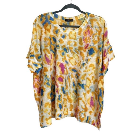 Nally & Millie Tops - Nally & Millie Colorful Animal Print Oversized Short Sleeve Top Small Medium